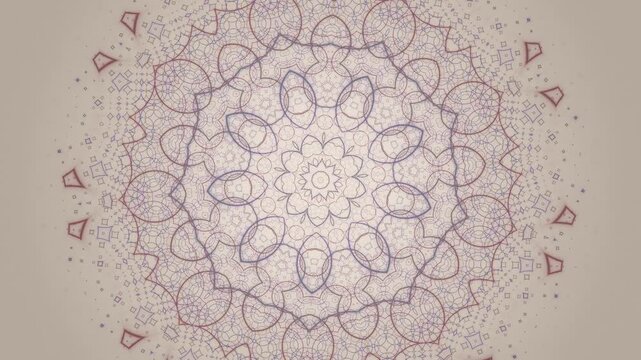 Abstract Kaleidoscope Mandala Blooming with Intricate Geometric Lines on Warm Beige Background