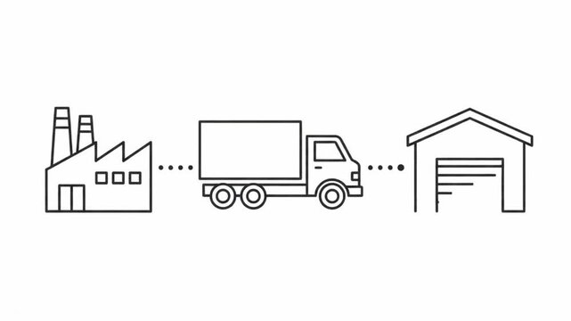 minimal factory icon line art and industrial building symbol