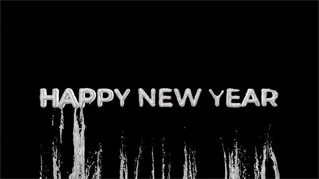 Happy New Year Liquid Morph from Best Wishes 2027 on Transparent Background