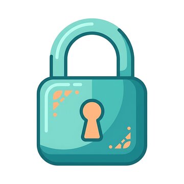 Cyan Padlock Icon with Keyhole Flat Design Vector Illustration