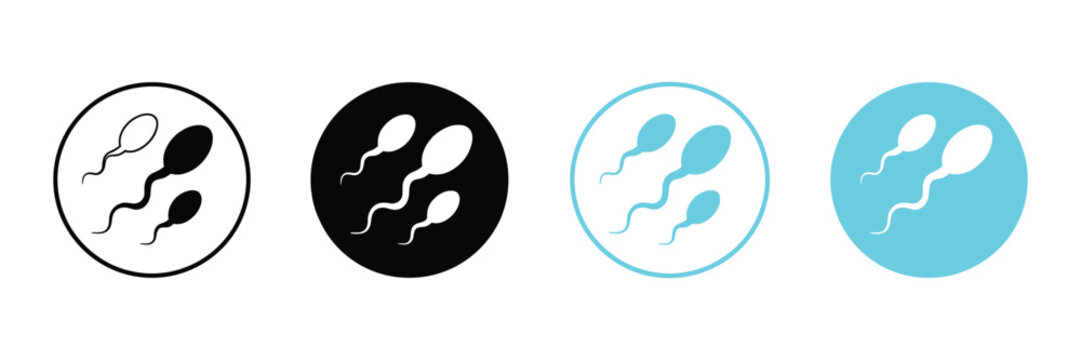 Sperm Cell Icon Set, Line And Glyph Style Male Fertility Symbols For Reproductive Health, Human Biology, Fertility Treatment, Medical Education And Healthcare Applications.