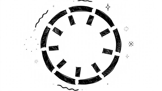 Hand-drawn animated loading circle scribble style progress spinner for ui minimalist black and white doodle loop
