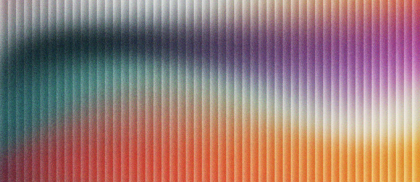 Abstract fluted glass texture background, colorful blurry gradient ribbed pattern surface, modern reeded glass wall panel backdrop for contemporary graphic design and digital presentation screen