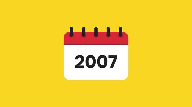 2007 Annual Calendar Graphic Motion Featuring a Clean White Date Panel and Classic Red Spiral Binding Prores Alpha 4K 60 fps Looping