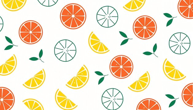 Seamless pattern of colorful citrus fruit slices