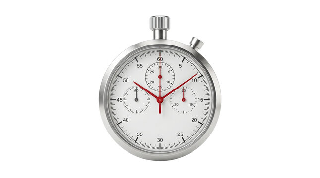 Realistic metal stopwatch isolated on transparent background