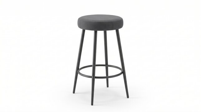 Modern dark grey round bar stool with metal legs for home interior design