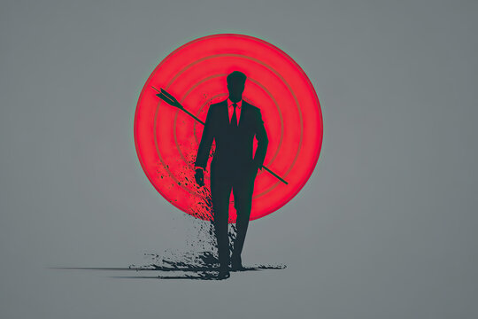 The concept  of the target business task. A career symbol, strong ambitions, a strategic vision of the business goal for future achievement.