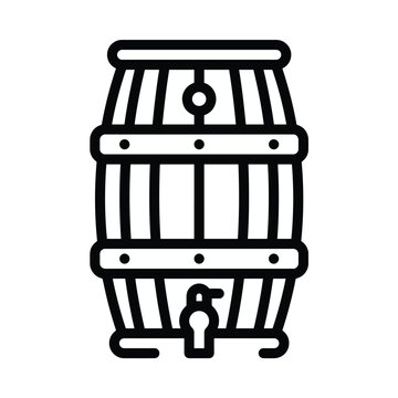 Barrel whiskey wooden keg with spigot line icon