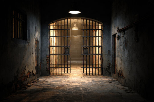 Prison escape from jail for freedom; jailbreak concept