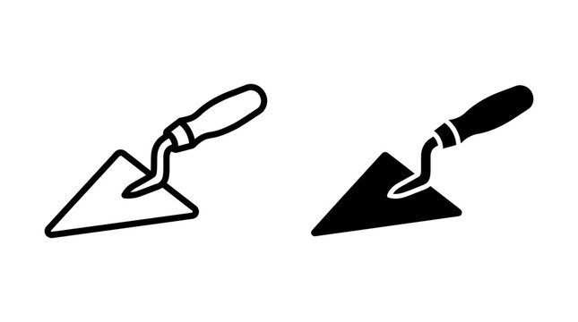 Trowel masonry construction garden worker tool outline and filled icon