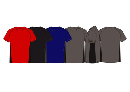 Raglan Sleeve Tshirt Techpack Vector with Side Panel Details