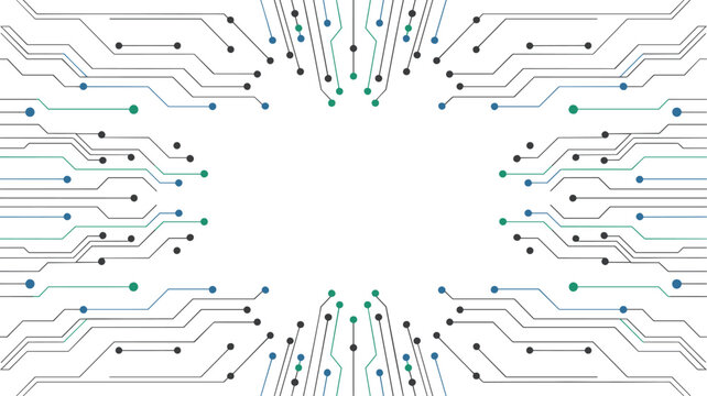 Abstract digital technology background with connected circuit board lines and dots