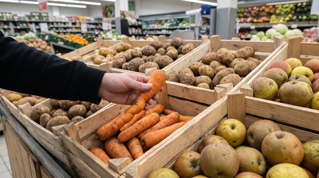 Food waste reduction imperfect produce, Misshapen vegetables for sale, Edible cosmetic flaws, Sustainable grocery shopping, Produce waste prevention, Retail food conservation