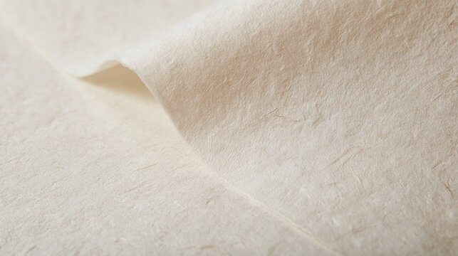 A close-up texture shot of off-white mulberry paper with soft, faint embedded natural fibers.