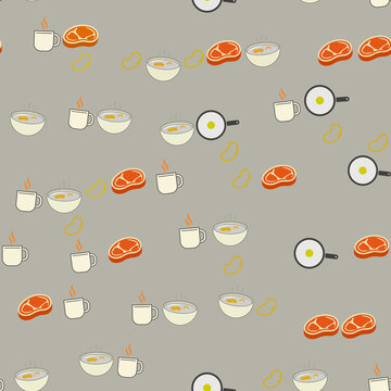 Seamless pattern of food icons