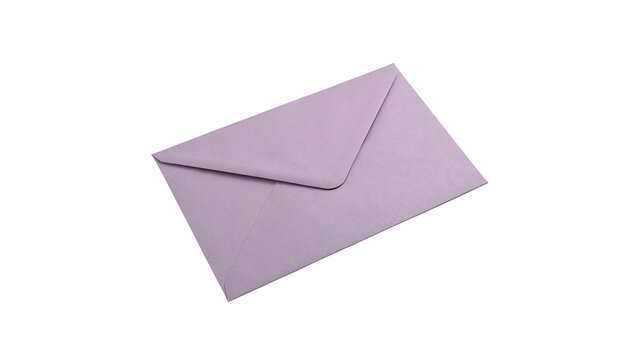Blank pastel purple paper letter envelope classic postal mail isolated on transparent background
