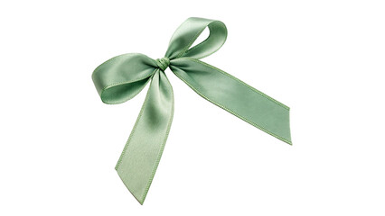 Elegant decorative green textile fabric ribbon bow craft holiday ornament isolated on transparent background © Hanna