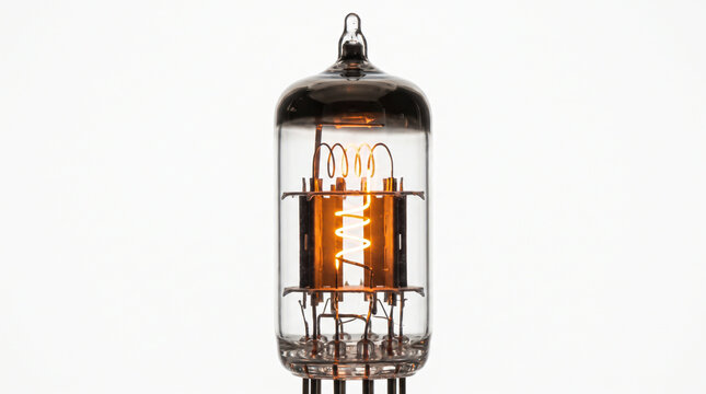 Glowing Electronic Vacuum Tube Valve Isolated