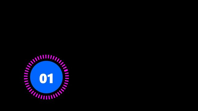 Futuristic Digital Infographic Number One Circle Badge Motion Graphic on Black Background