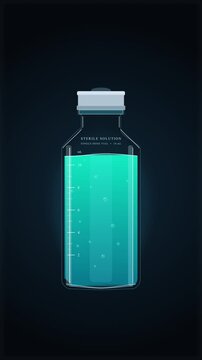 Pixel bottle animation showing turquoise liquid and glowing bubbles