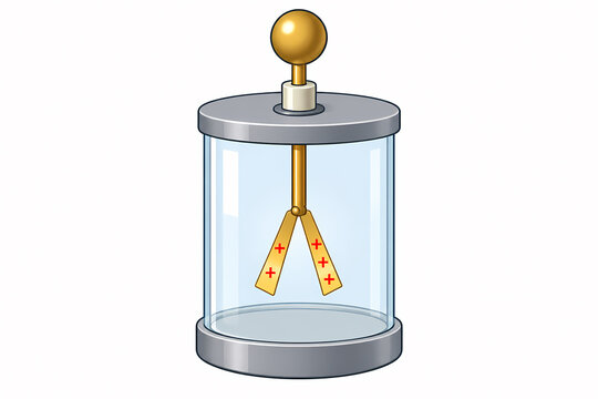 Gold leaf electroscope charge repulsion illustration