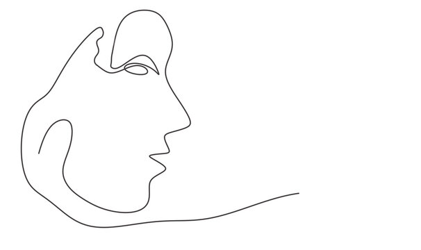 Woman face continuous line drawing 