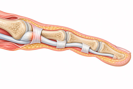 Trigger finger tendon pulley constriction illustration