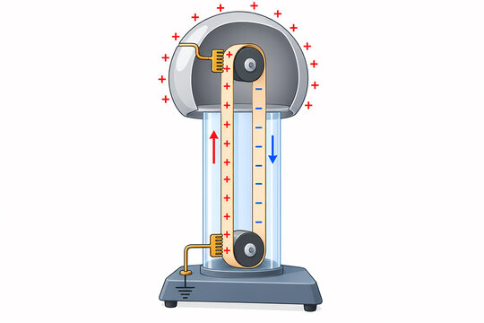 Van de Graaff generator belt charge transport illustration