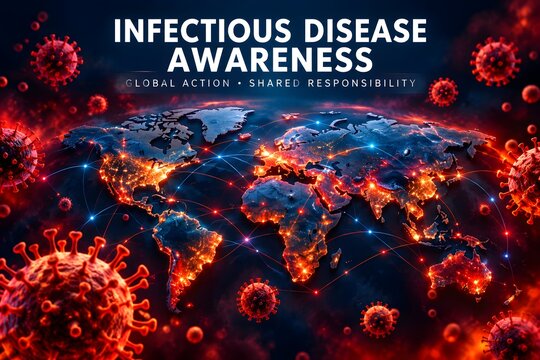 Infectious Disease Awareness World Map Global Health Pandemic Prevention Concept