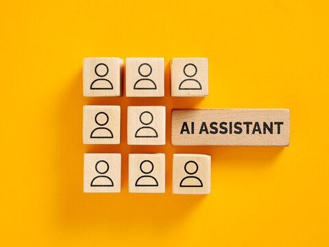 AI assistant concept, symbolizing augmented teamwork, automation and technology integration