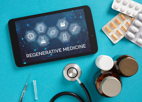 Regenerative medicine concept displayed on digital tablet
