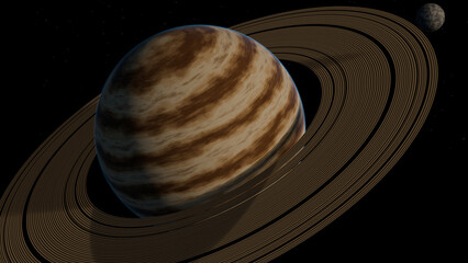 Jupiter and Saturn planets in space with rings and moons   © YourAIStocker 