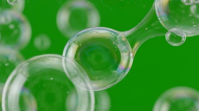 Transparent soap bubbles with clear surface reflections and gloss