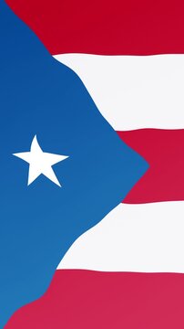 Puerto Rico flag waving footage with blue triangle and white star