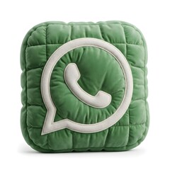 Fototapeta premium Green Quilted Pillow with Communication Icon Design