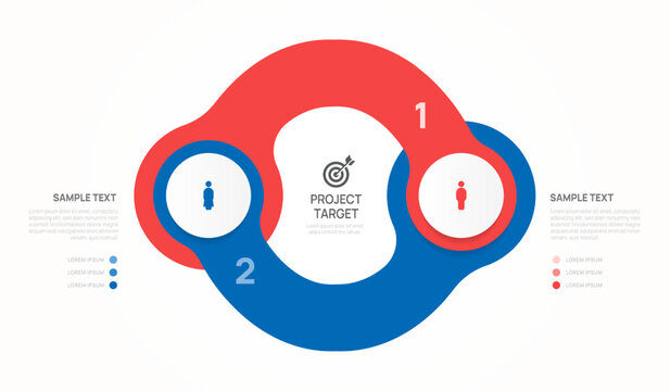 Venn diagram Business Infographic circle chart template 2 part, presentation with Circular diagram elements.