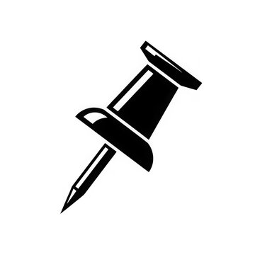 Black push pin with sharp point standing upright