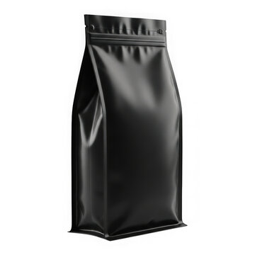Black standing coffee bean bag with zipper