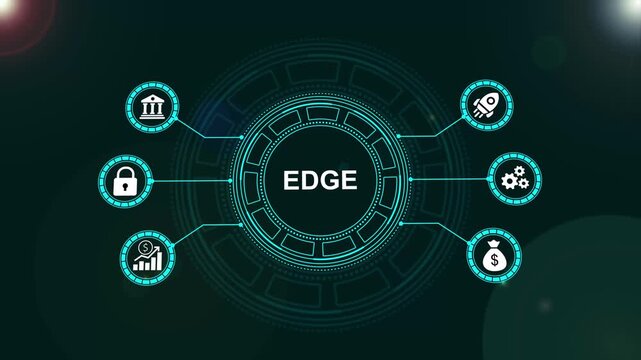 Edge computing technology concept with digital network and hud interface digital transformation network infrastructure