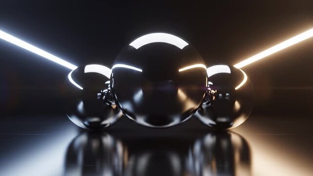 Futuristic Metallic Spheres Luxury Abstract 3D Background