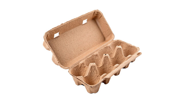 Empty paper cardboard egg box container holder storage packaging mockup isolated on transparent background