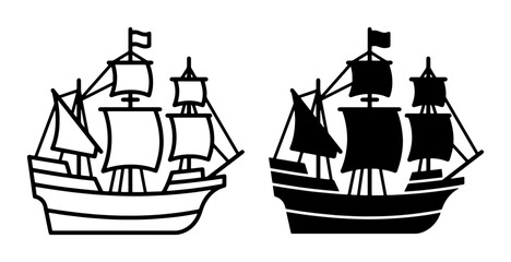 Sailing ship silhouettes set with galleon and pirate ship for nautical transport logo © Zoe