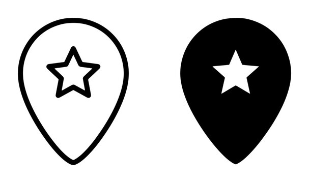 Location pin and star icons set for web and app