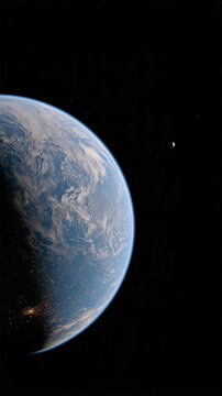 Earth Day and Night Terminator From Space, Planetary Rotation and Global Transition Concept
