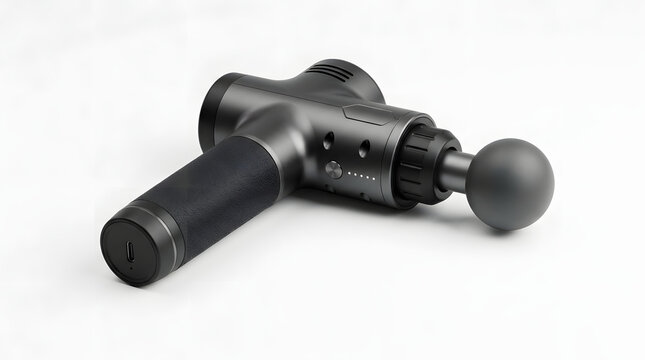 Modern black handheld electric percussion massage gun for muscle recovery.