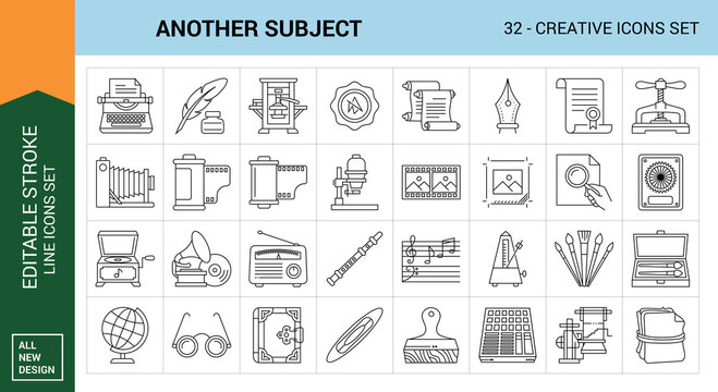 Vintage Line Icons And Retro Equipment Symbols For Creative Design Projects
