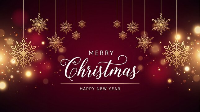 merry christmas sparkle red banner design template