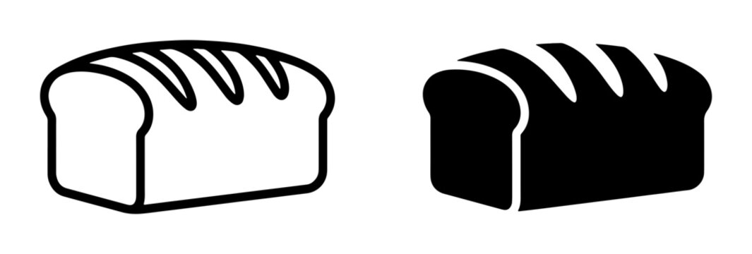 Loaf bread silhouettes set with slice and whole loaf for bakery and food logos