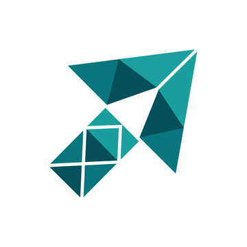 Teal geometric abstract arrow shape